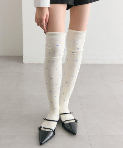 波點長筒襪