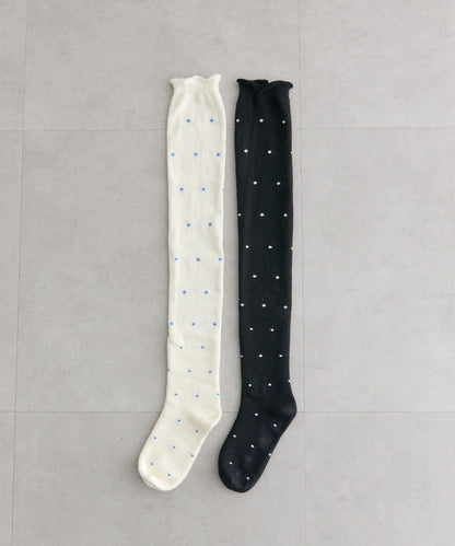 波點長筒襪