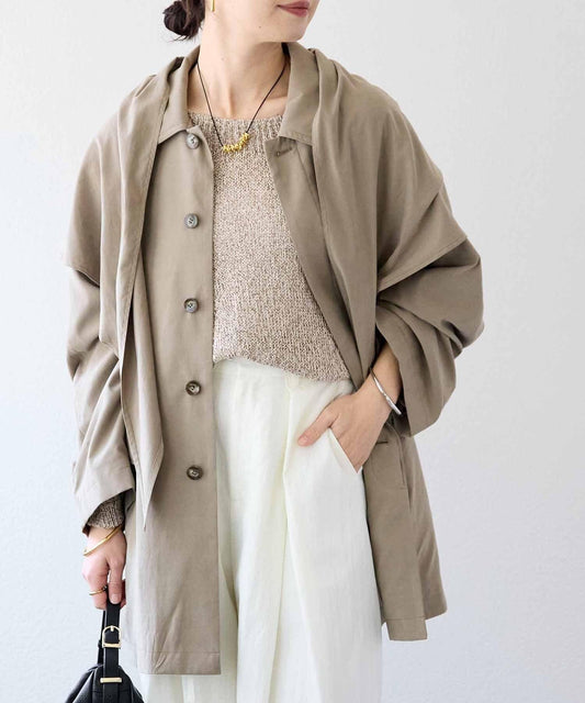 清新造型 A字廓形 附圍巾 大衣