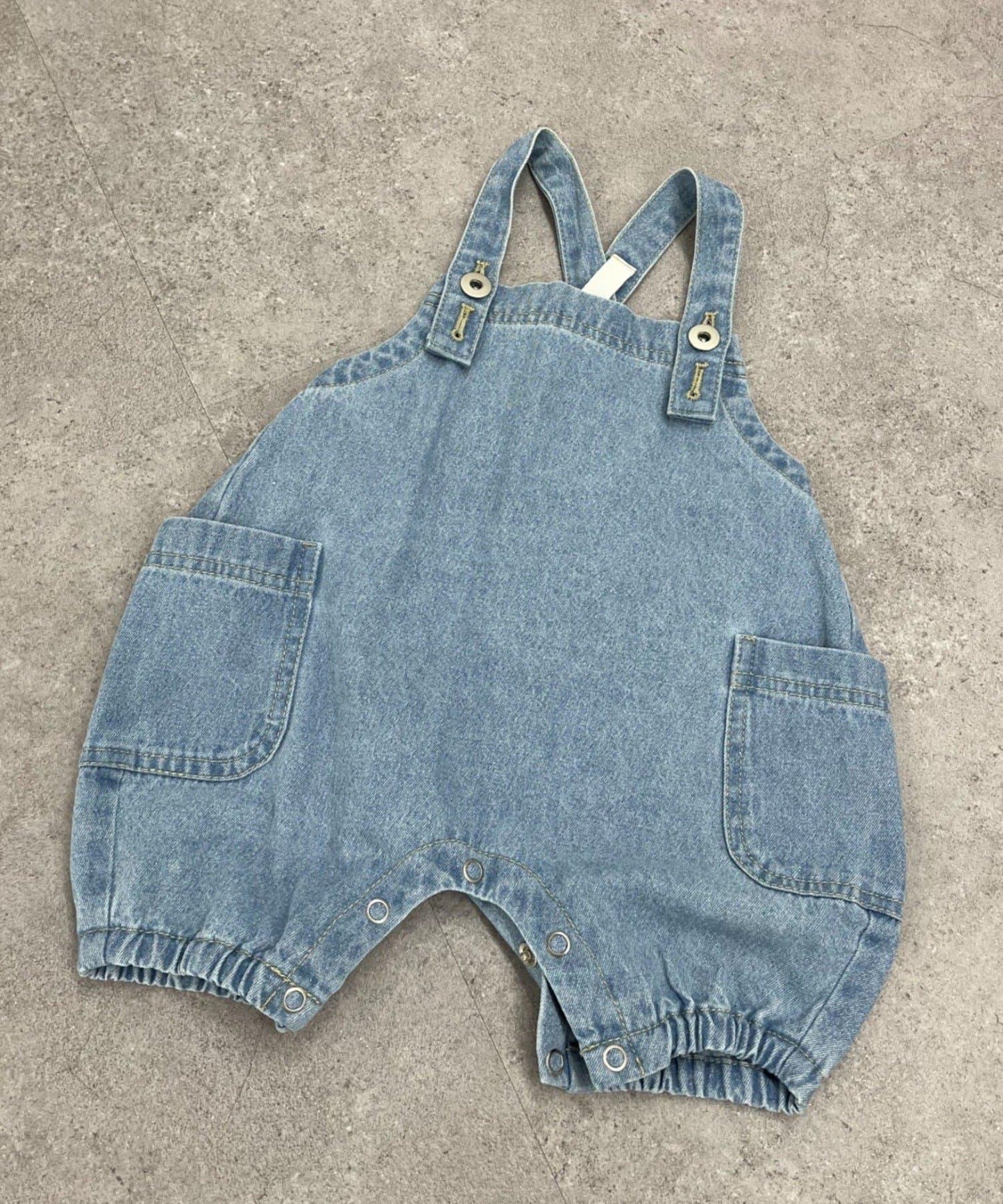 BABY 南瓜褲型 牛仔 揹帶連體爬服