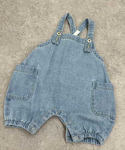 BABY 南瓜褲型 牛仔 揹帶連體爬服