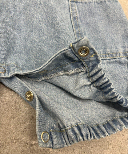 BABY 南瓜褲型 牛仔 揹帶連體爬服