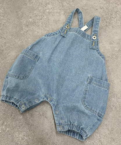 BABY 南瓜褲型 牛仔 揹帶連體爬服