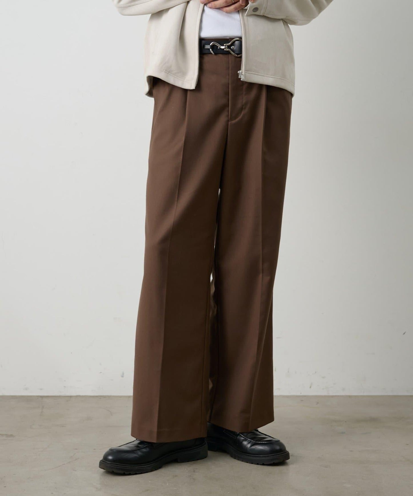 成套搭配 舒適斜紋闊腿西裝褲