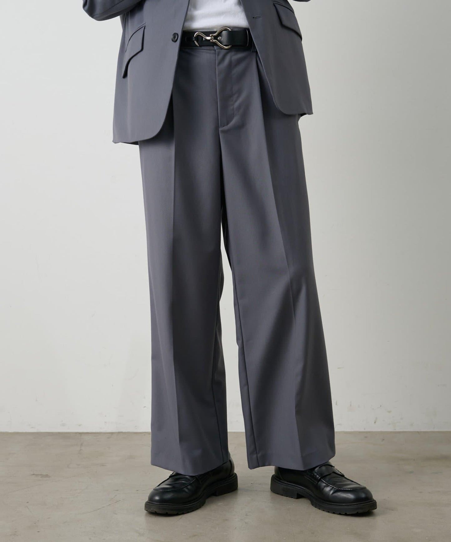 成套搭配 舒適斜紋闊腿西裝褲