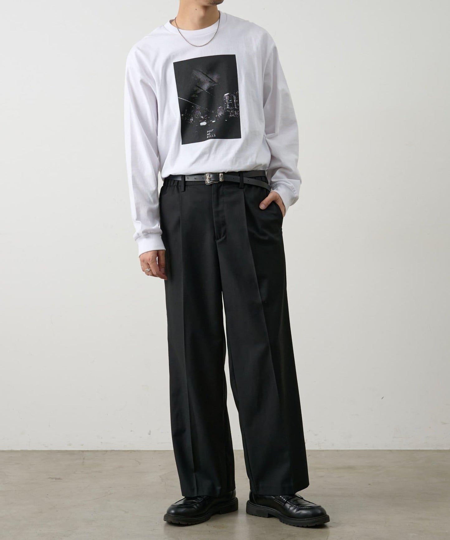 成套搭配 舒適斜紋闊腿西裝褲