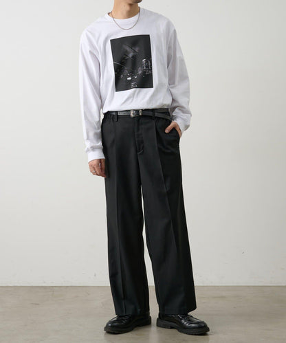 成套搭配 舒適斜紋闊腿西裝褲