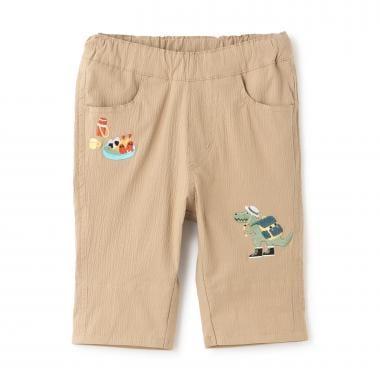 六分丈 野餐恐龍與飯糰圖案 褲子