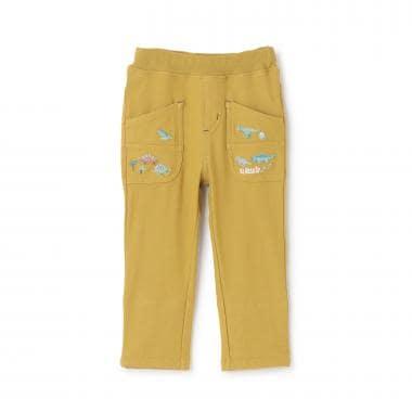 長款直筒 恐龍刺繡 褲子