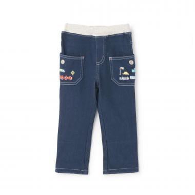 長款直筒 交通工具刺繡 褲子