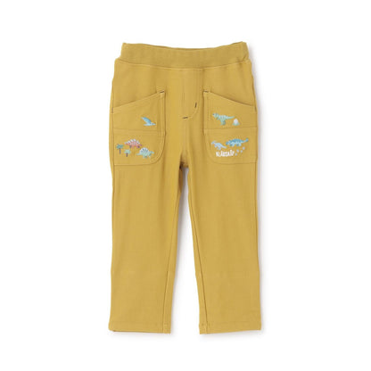 長款直筒 恐龍刺繡 褲子