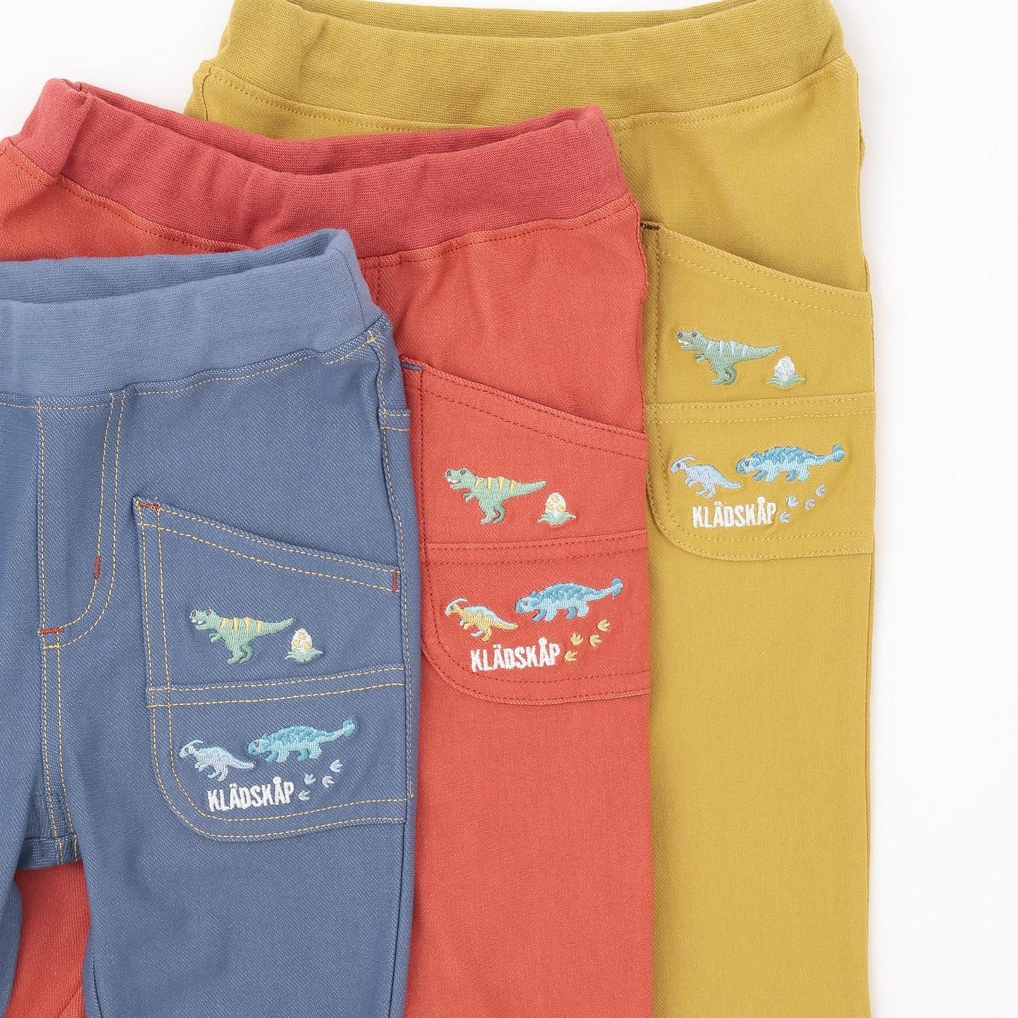 長款直筒 恐龍刺繡 褲子