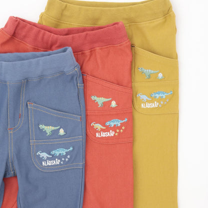 長款直筒 恐龍刺繡 褲子