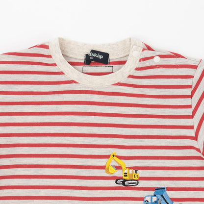 工程車口袋圖案 條紋 長袖T恤