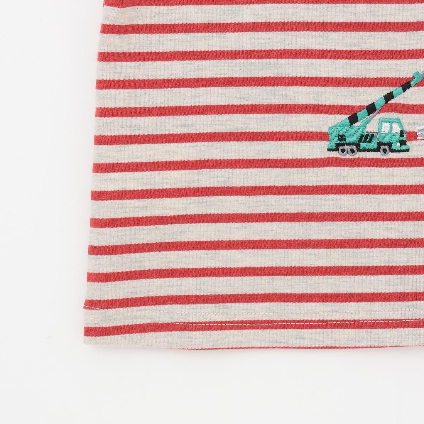 工程車口袋圖案 條紋 長袖T恤