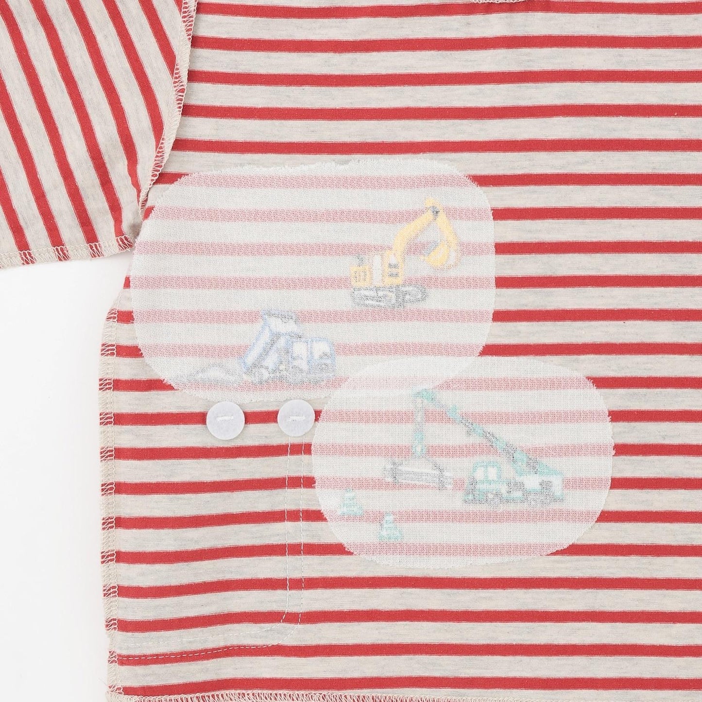 工程車口袋圖案 條紋 長袖T恤