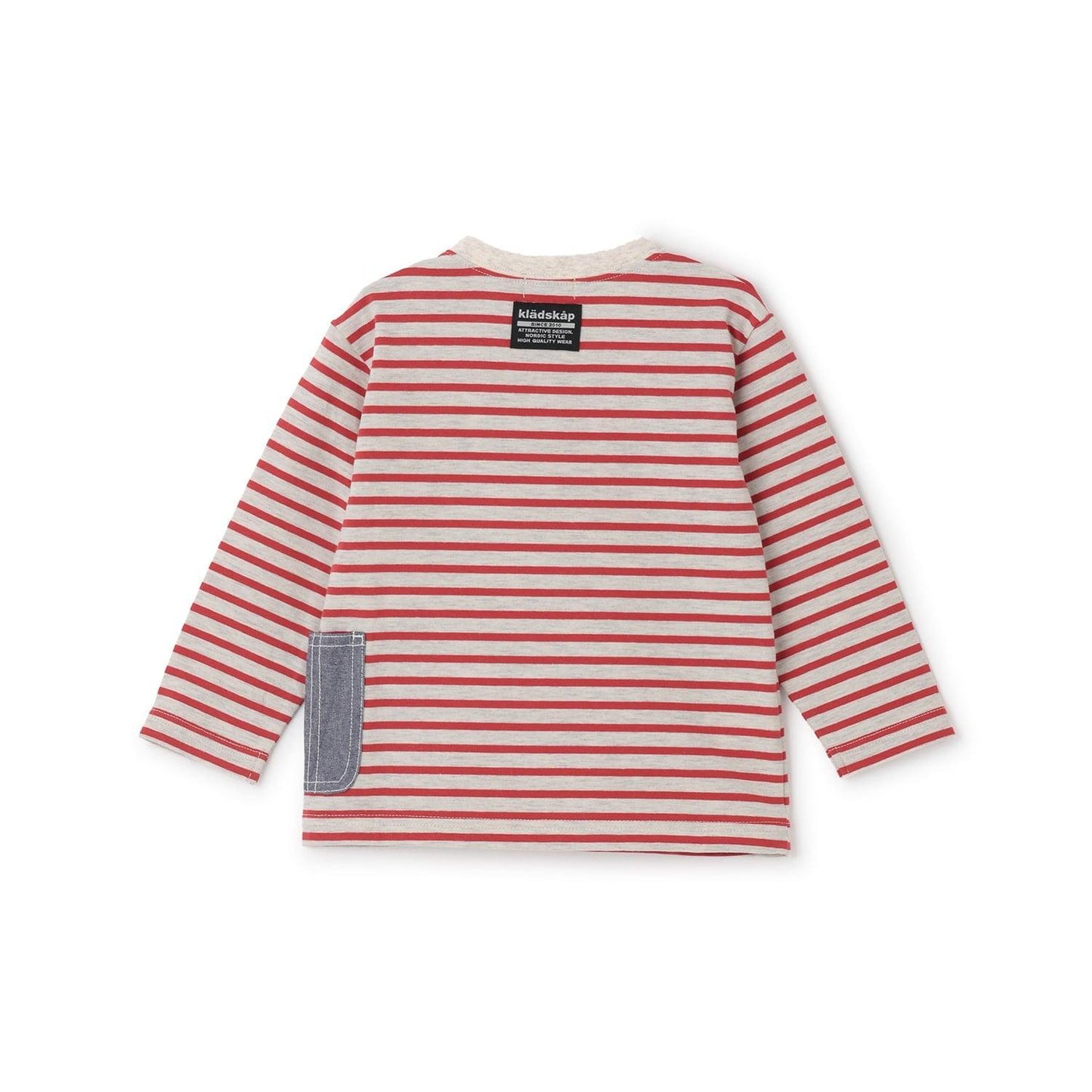 工程車口袋圖案 條紋 長袖T恤