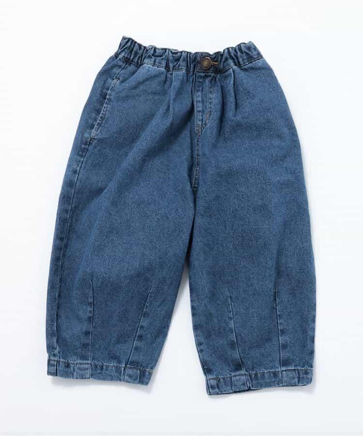 全長 寬鬆 折褶 牛仔褲