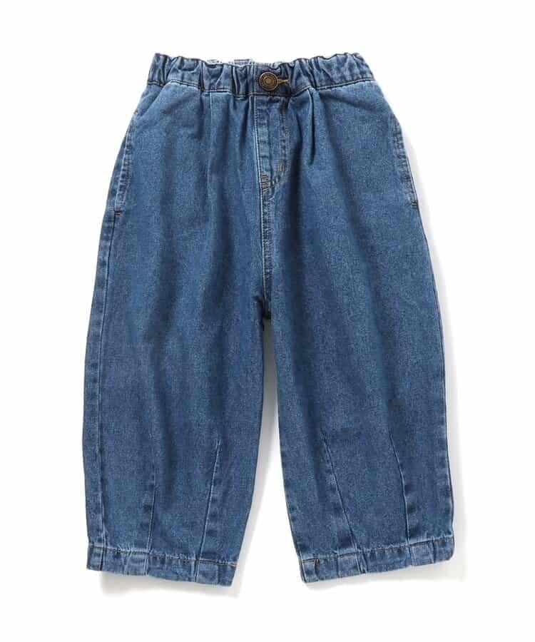 全長 寬鬆 折褶 牛仔褲