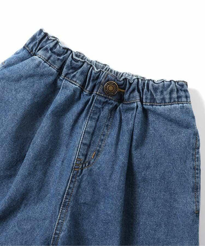 全長 寬鬆 折褶 牛仔褲