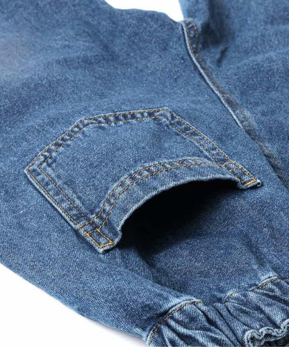 全長 寬鬆 折褶 牛仔褲