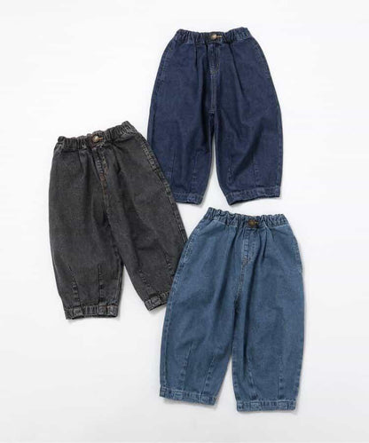 全長 寬鬆 折褶 牛仔褲