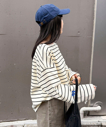 寬鬆版型 條紋 針織套頭衫