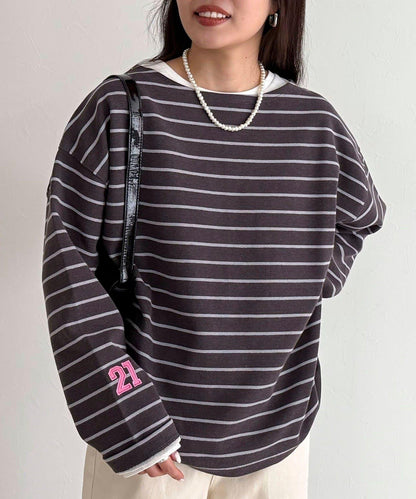 寬鬆版型 條紋 針織套頭衫