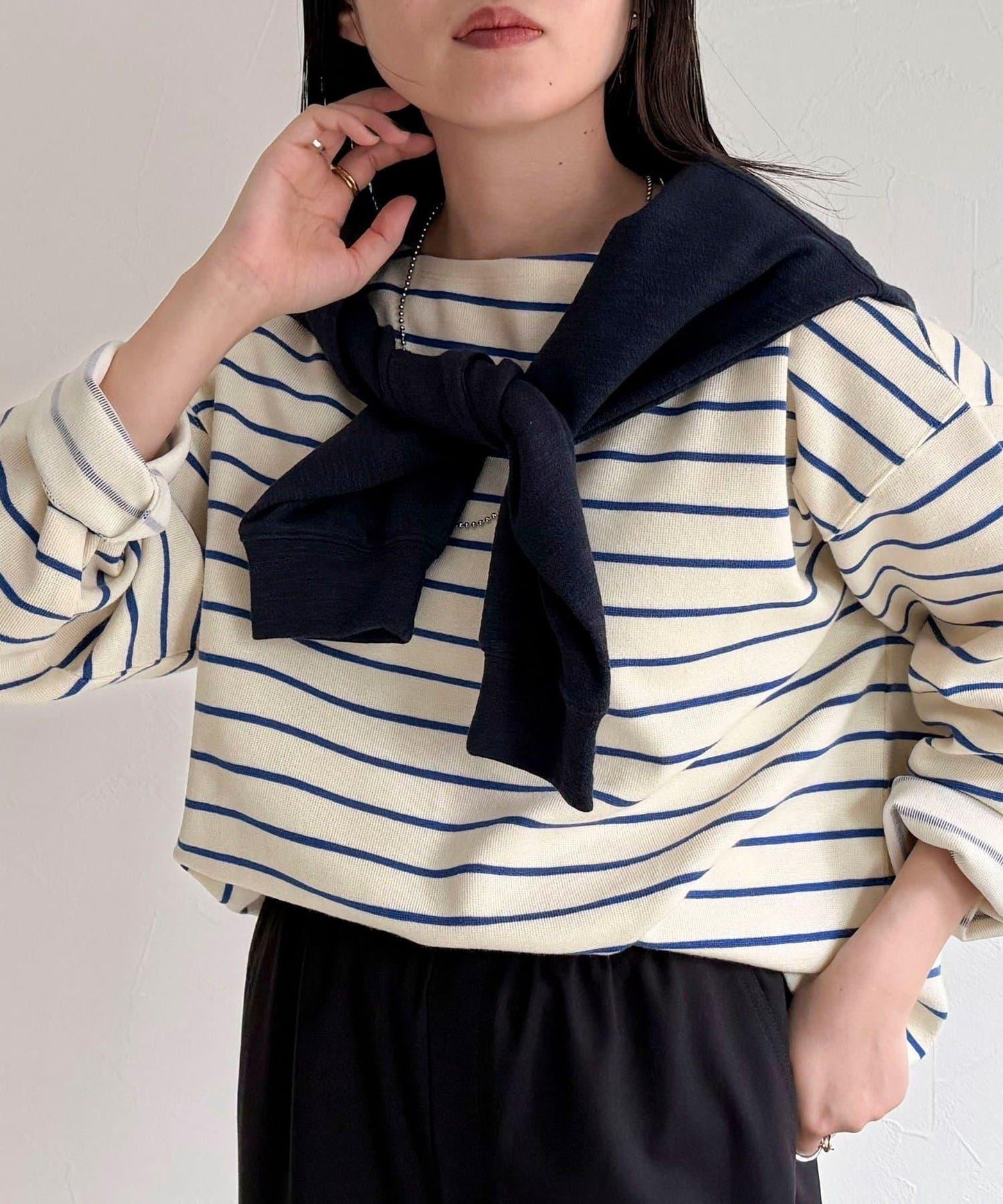 寬鬆版型 條紋 針織套頭衫