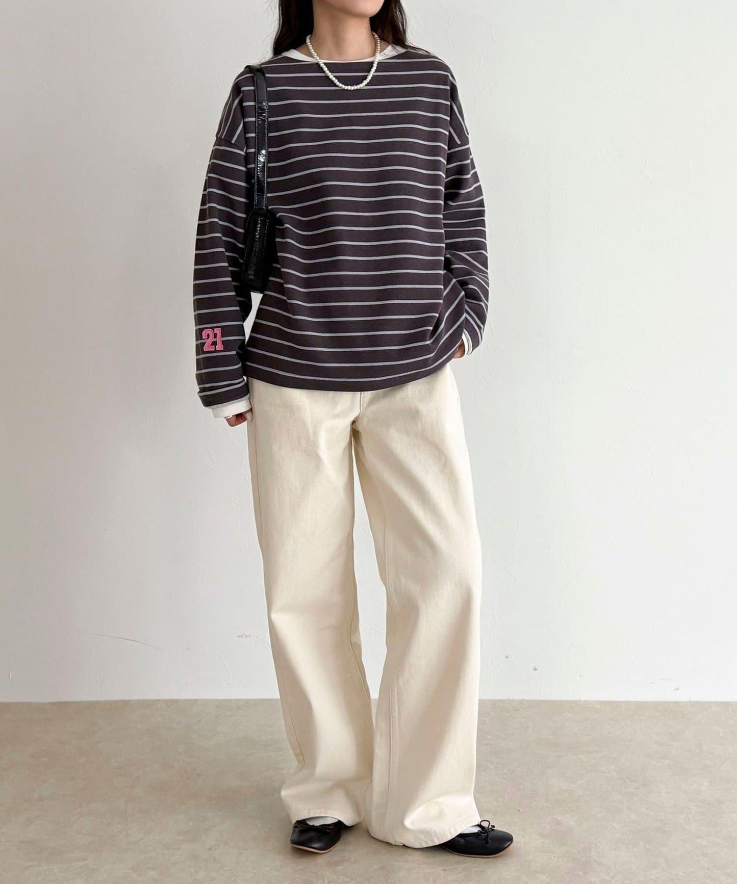 寬鬆版型 條紋 針織套頭衫