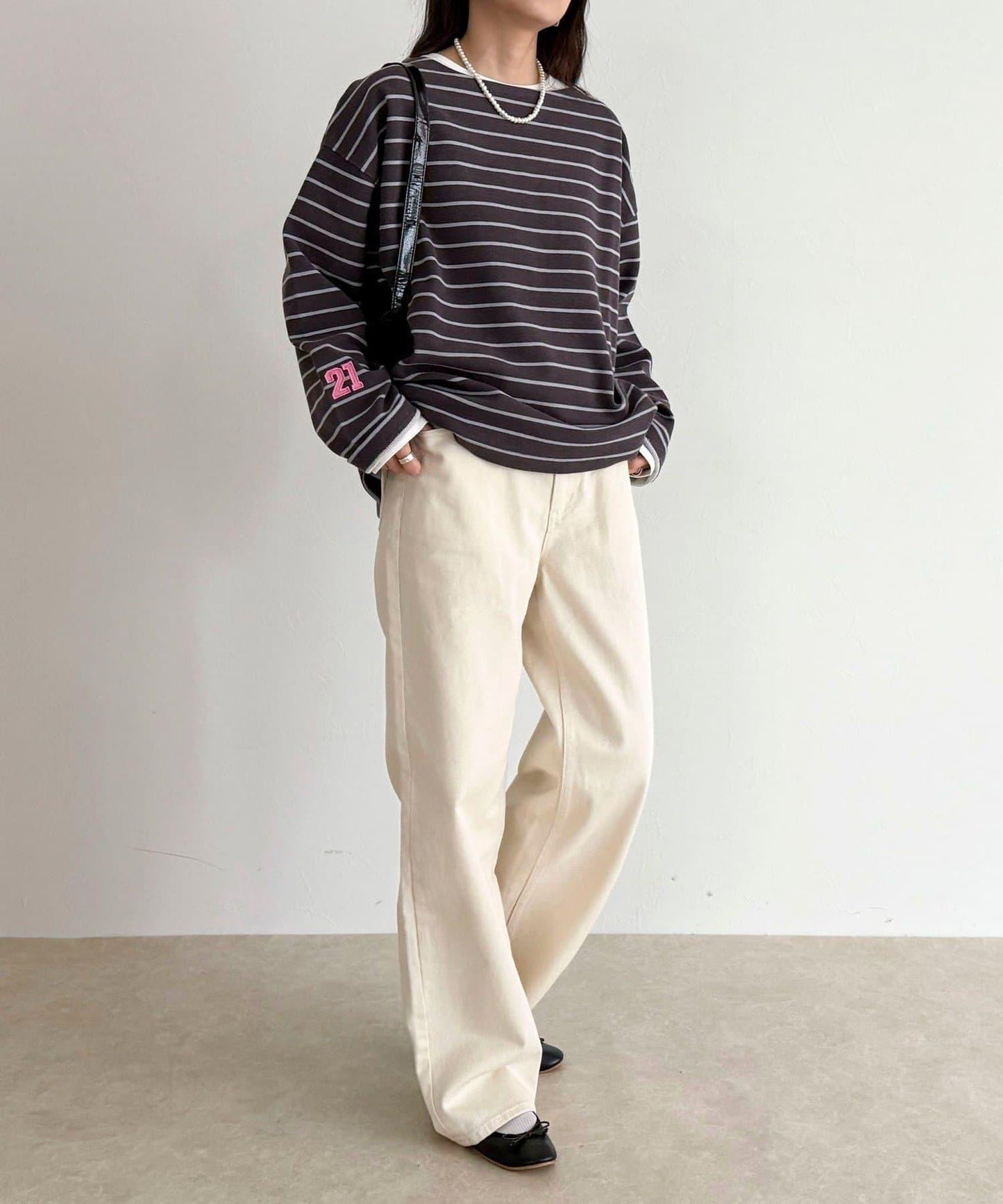 寬鬆版型 條紋 針織套頭衫