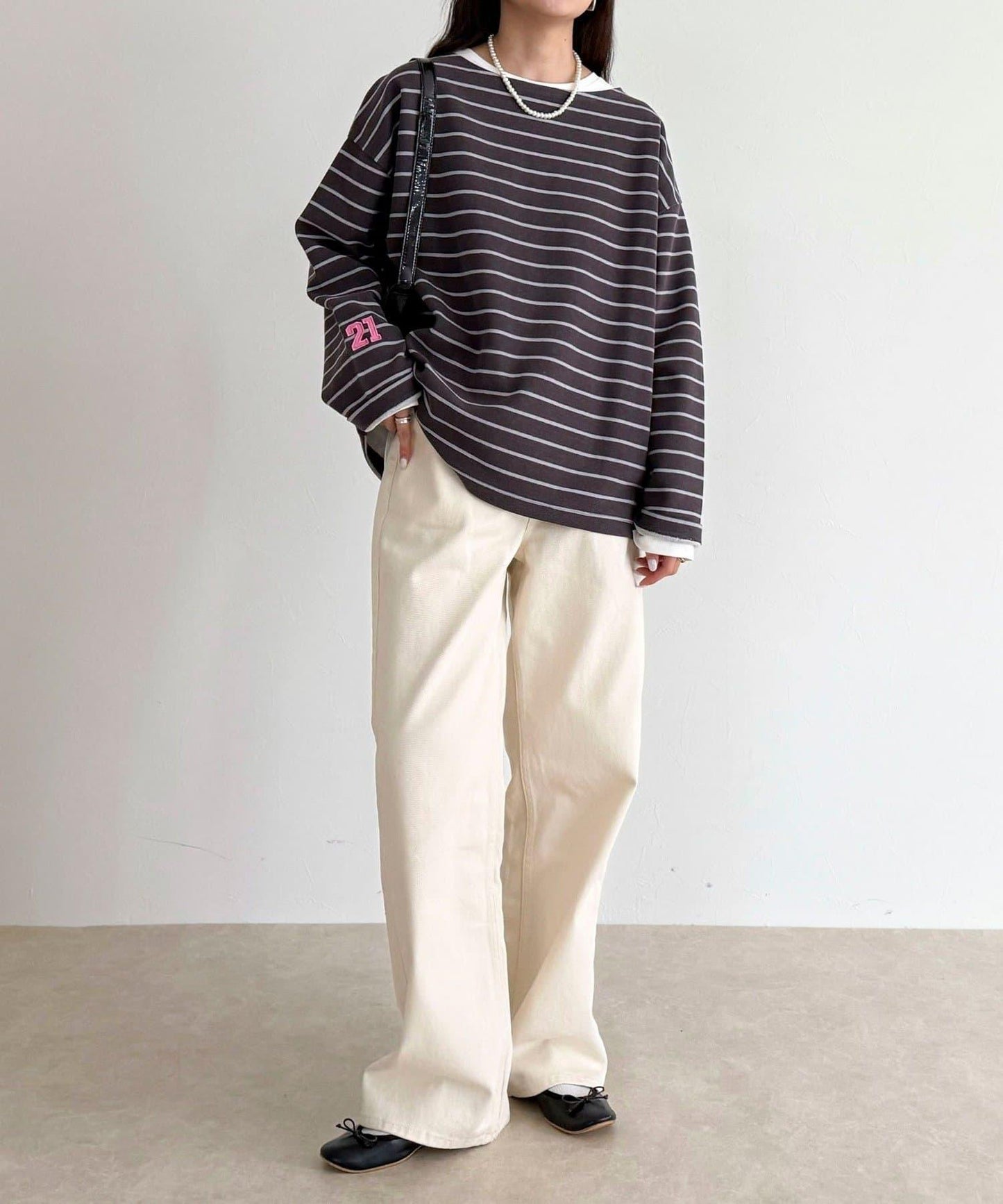 寬鬆版型 條紋 針織套頭衫