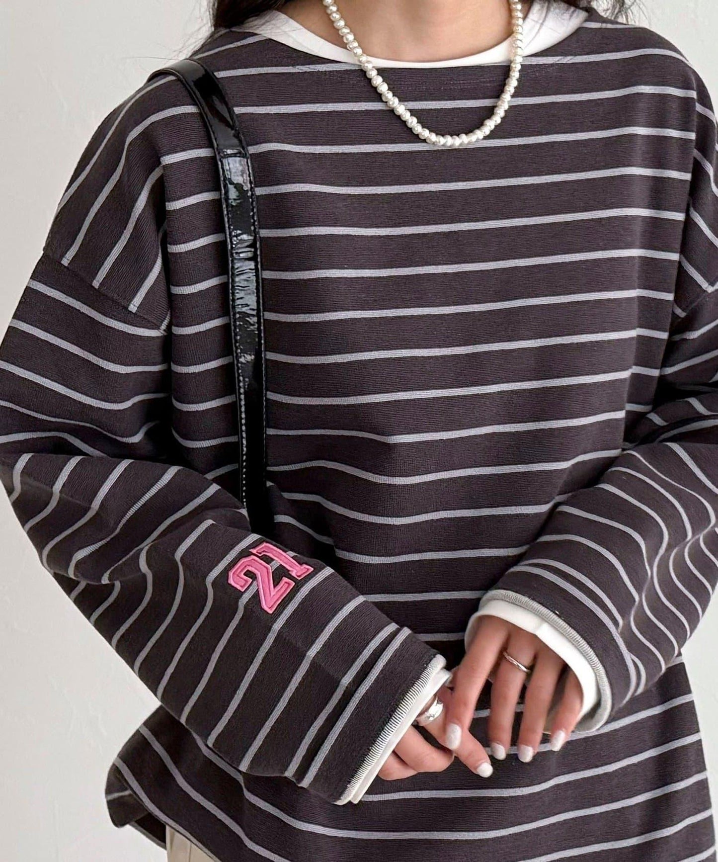 寬鬆版型 條紋 針織套頭衫