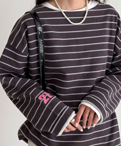 寬鬆版型 條紋 針織套頭衫