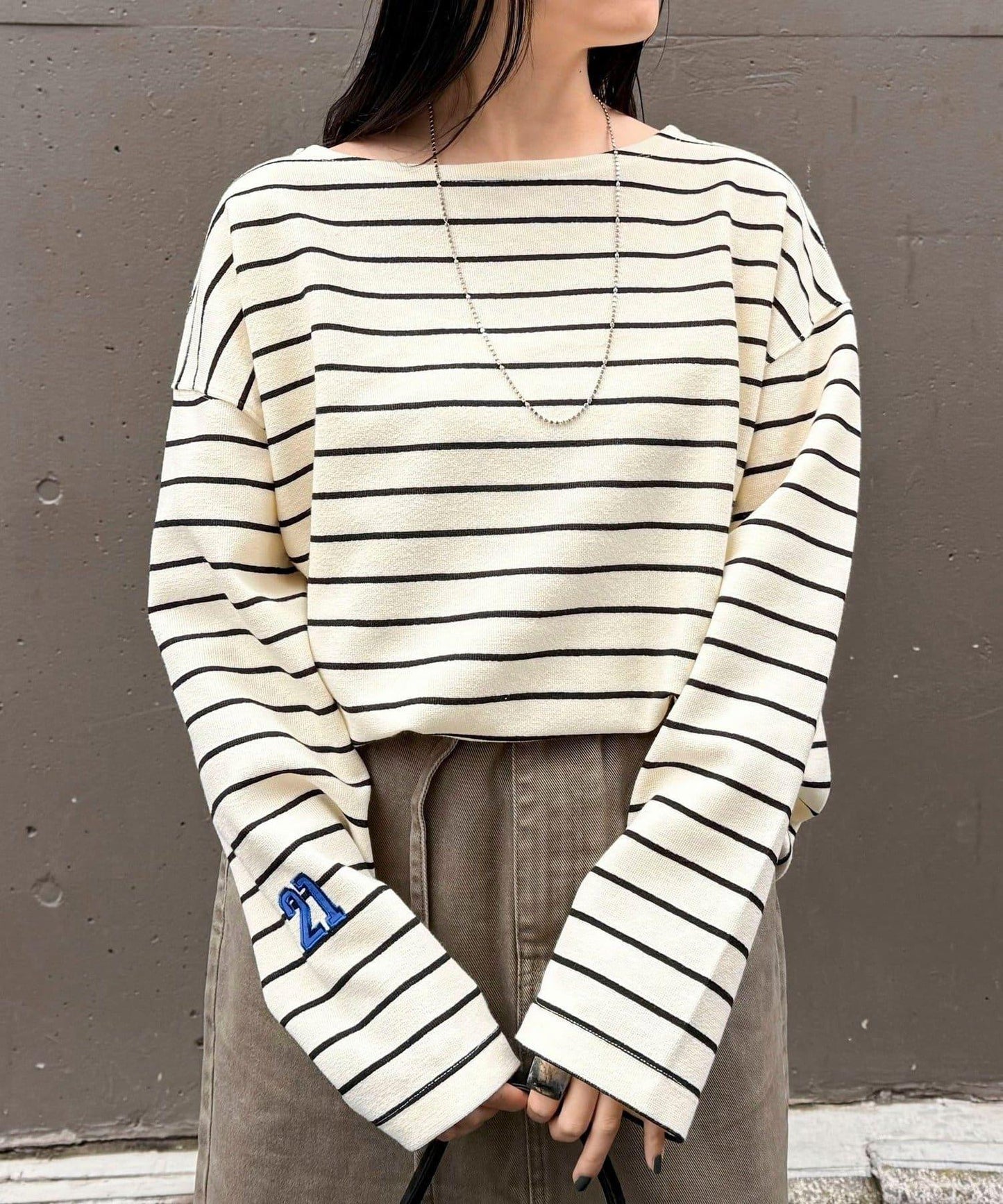 寬鬆版型 條紋 針織套頭衫
