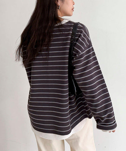 寬鬆版型 條紋 針織套頭衫