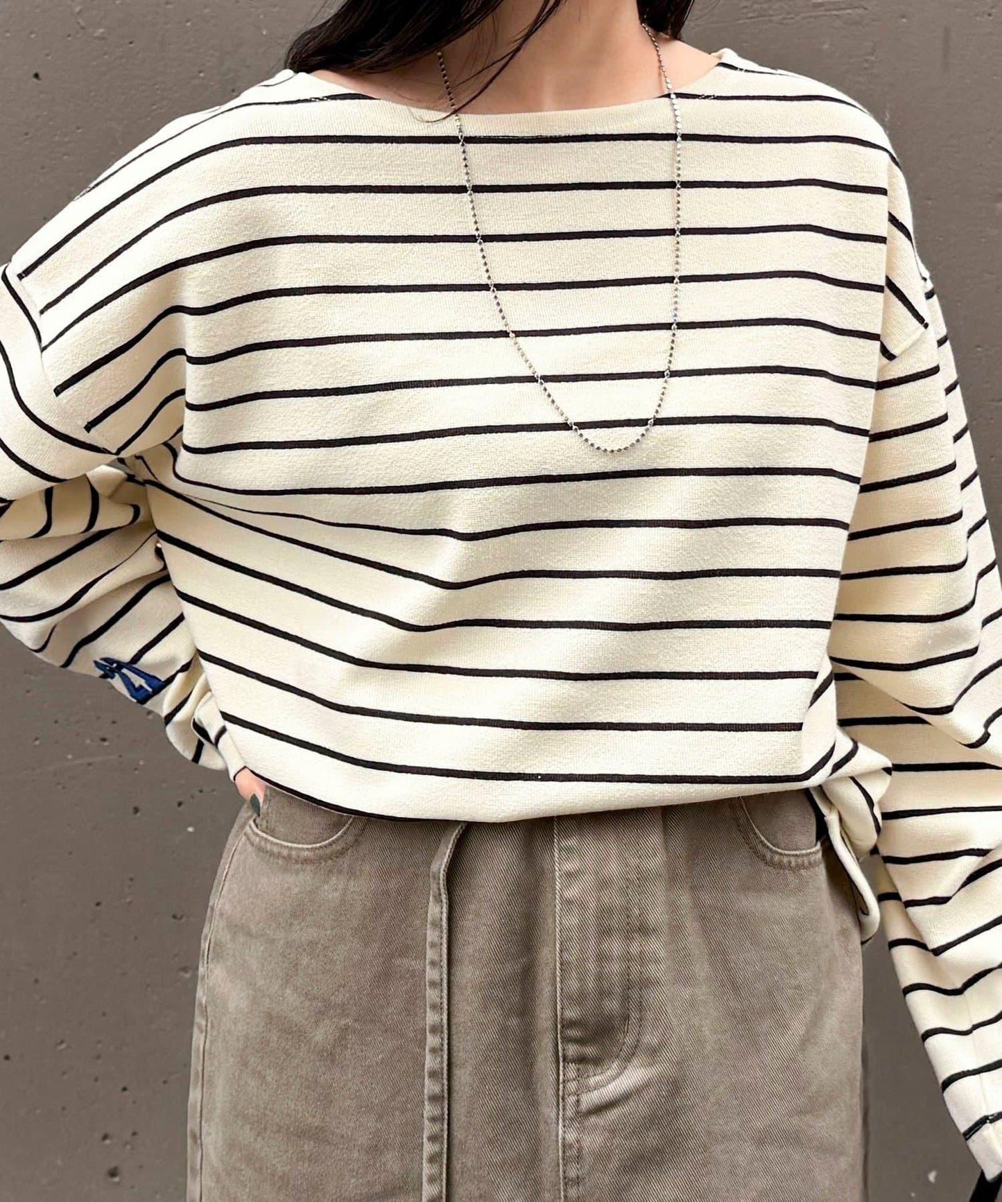 寬鬆版型 條紋 針織套頭衫