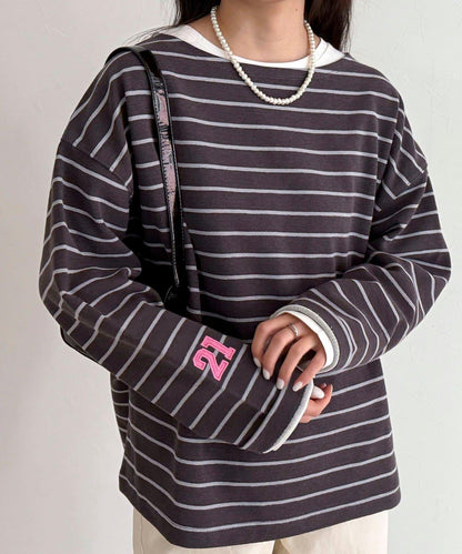 寬鬆版型 條紋 針織套頭衫