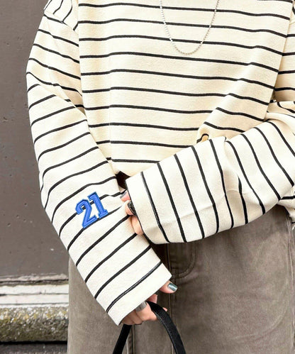寬鬆版型 條紋 針織套頭衫