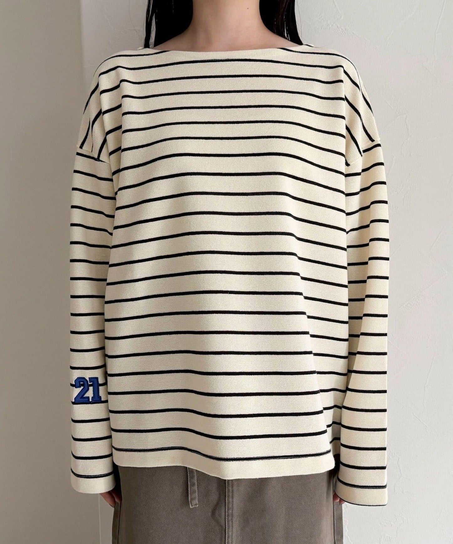 寬鬆版型 條紋 針織套頭衫