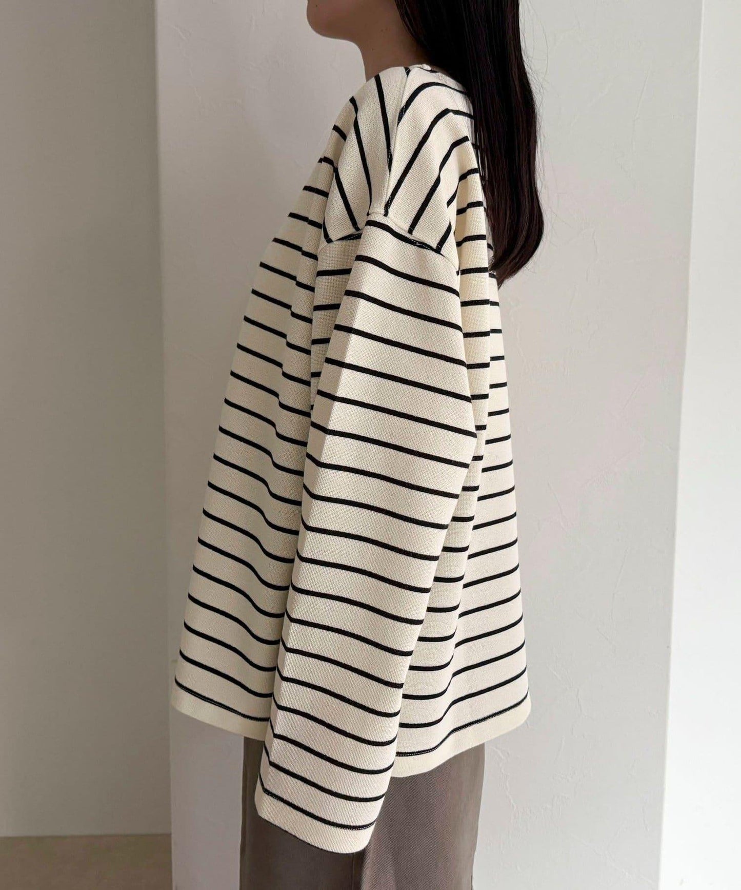 寬鬆版型 條紋 針織套頭衫