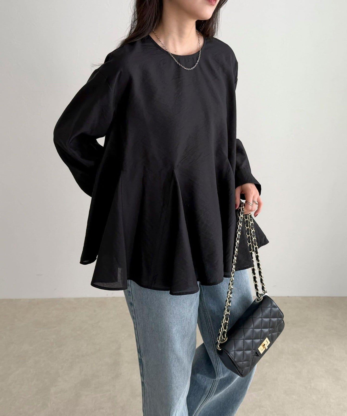 薄紗蓬鬆廓形荷葉擺襯衫