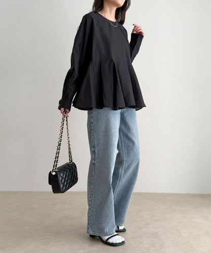 薄紗蓬鬆廓形荷葉擺襯衫