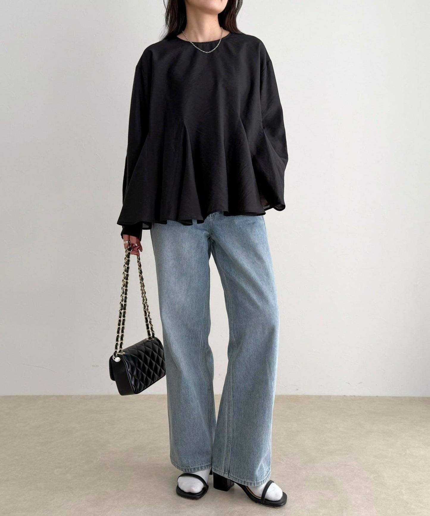 薄紗蓬鬆廓形荷葉擺襯衫