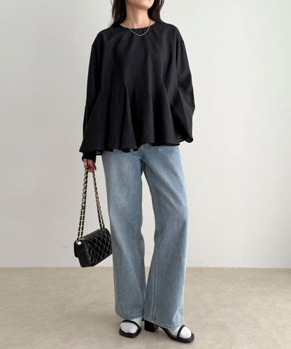 薄紗蓬鬆廓形荷葉擺襯衫