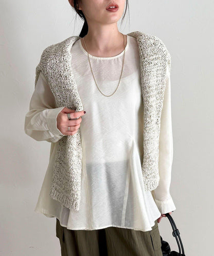 薄紗蓬鬆廓形荷葉擺襯衫