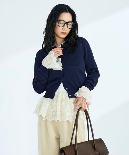 FR刺繡 BASIC 棉混 針織開衫