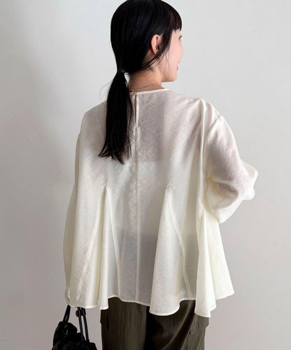 薄紗蓬鬆廓形荷葉擺襯衫