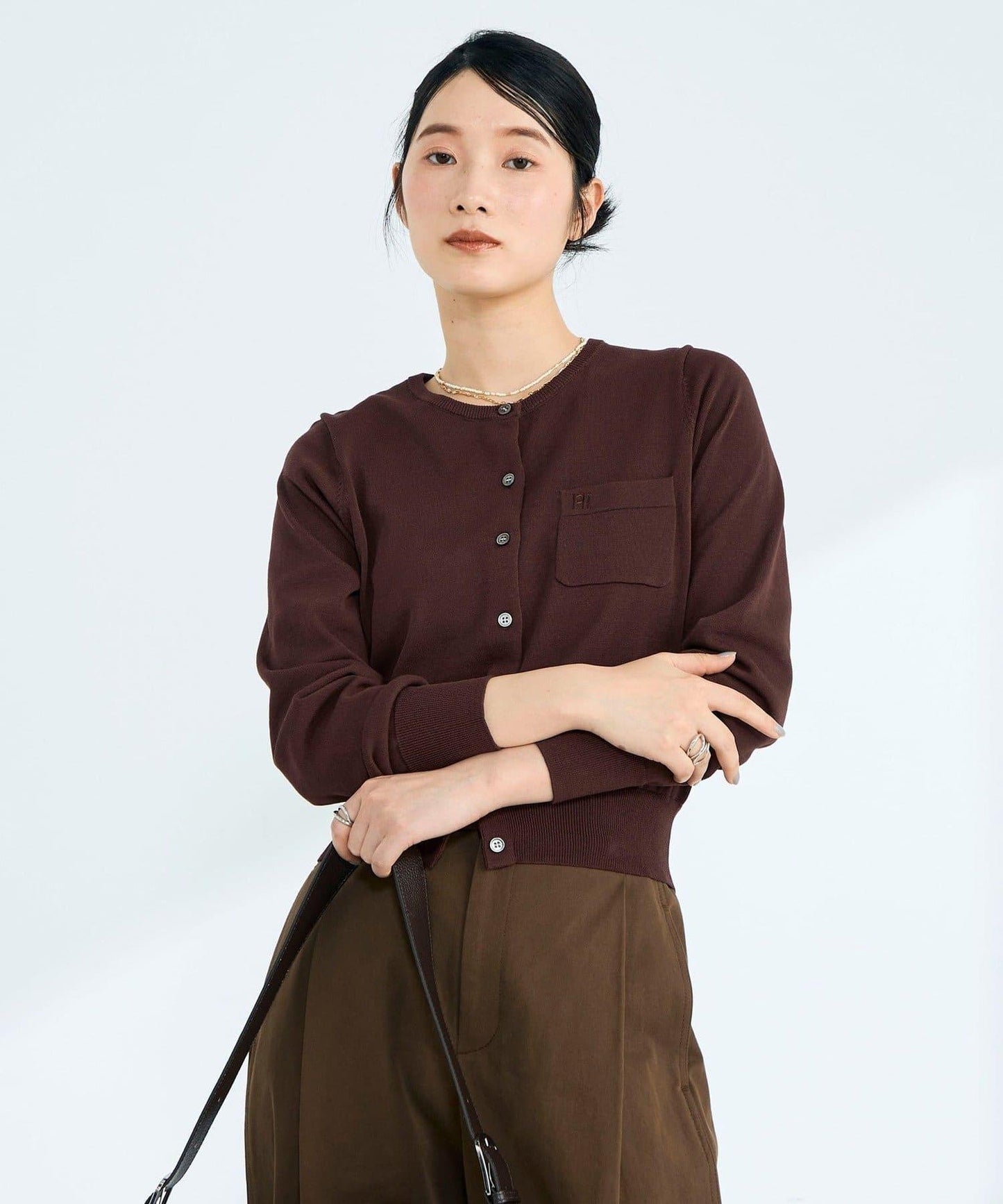 FR刺繡 BASIC 棉混 針織開衫