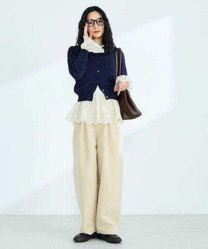 FR刺繡 BASIC 棉混 針織開衫